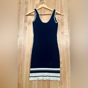 Navy & white color block mini dress